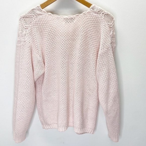 VTG Cable Knit Pale Pink Floral Granny Sweater Sz M - Picture 2 of 7